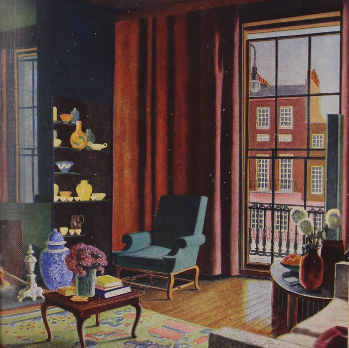 Living room 1940s interior decor decorating vintage 1948 rooms 1940 interiors 40s house pink homes wall flickr book decade style