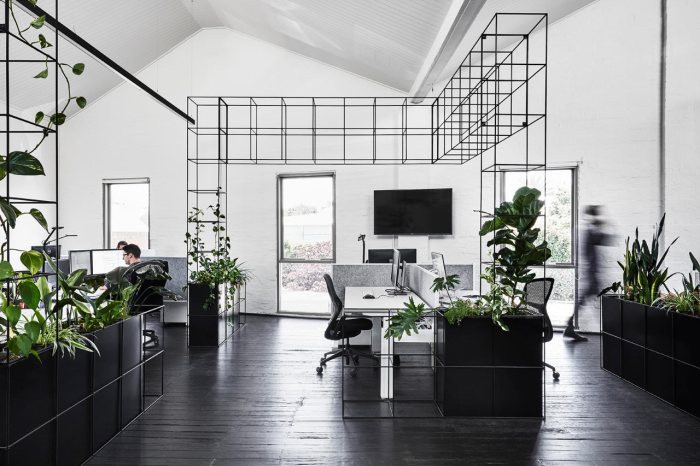 Black and white striped office decor