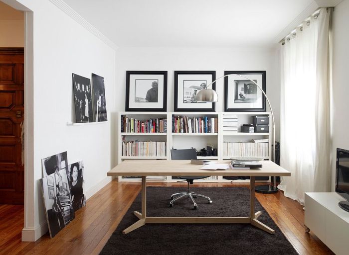 Black and white office wall decor