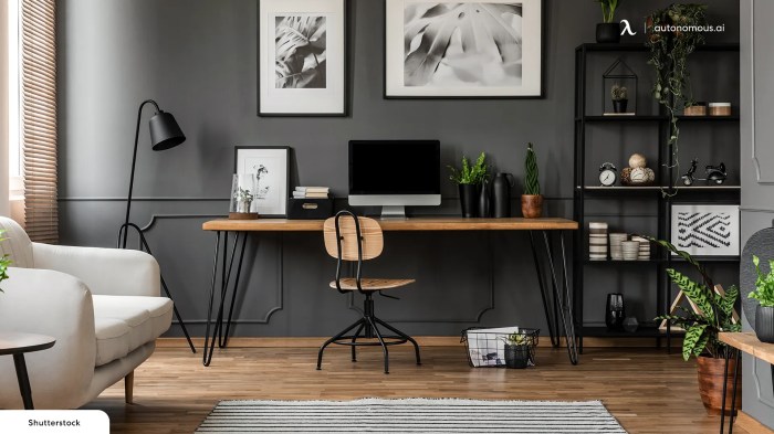 Black and white office decor